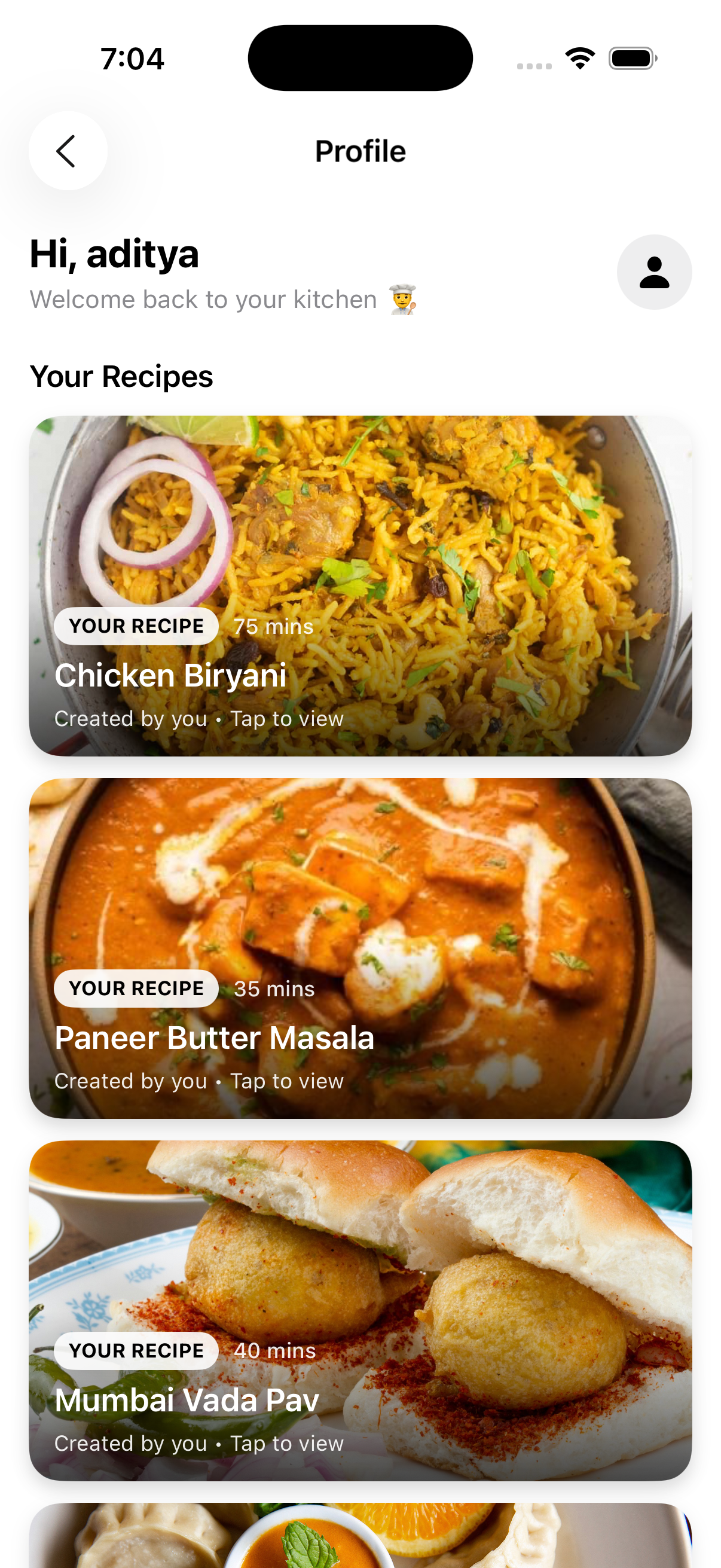 recipe-with-ai: User Dashboard